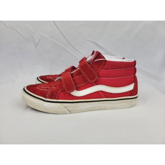 Vans Hook And Loop High Top Shoes Sneakers Youth Size 5.5Y Red White 721454 - Picture 5 of 12